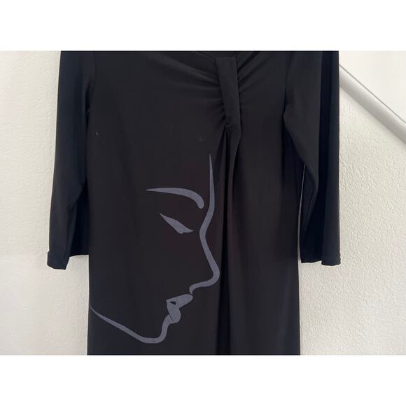 Sun Light Black 3/4 Sleeve Mini Dress Womens Size 1 Artsy Edgy Whimsi Goth - Picture 9 of 16